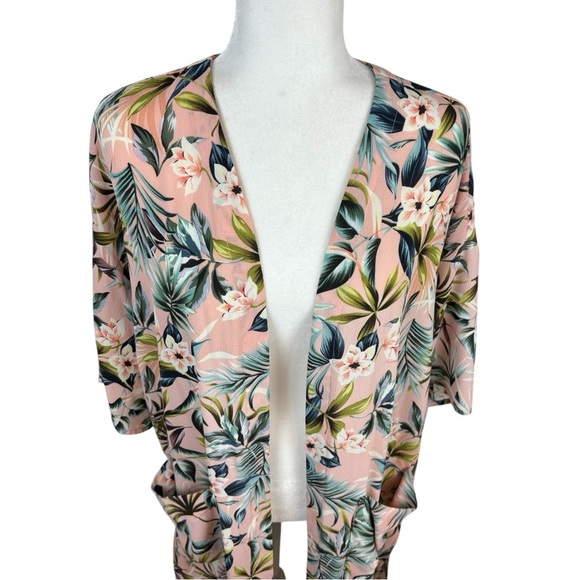 AIM Apparel Pink Floral Long Cover Up OS - Picture 2 of 6